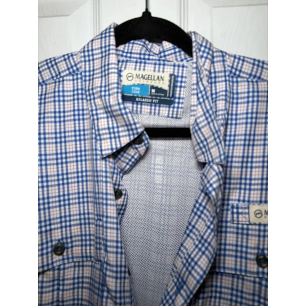 Magellan Vented Fishing Shirt | Blue Heather Button Casual Outdoors | Mens M
